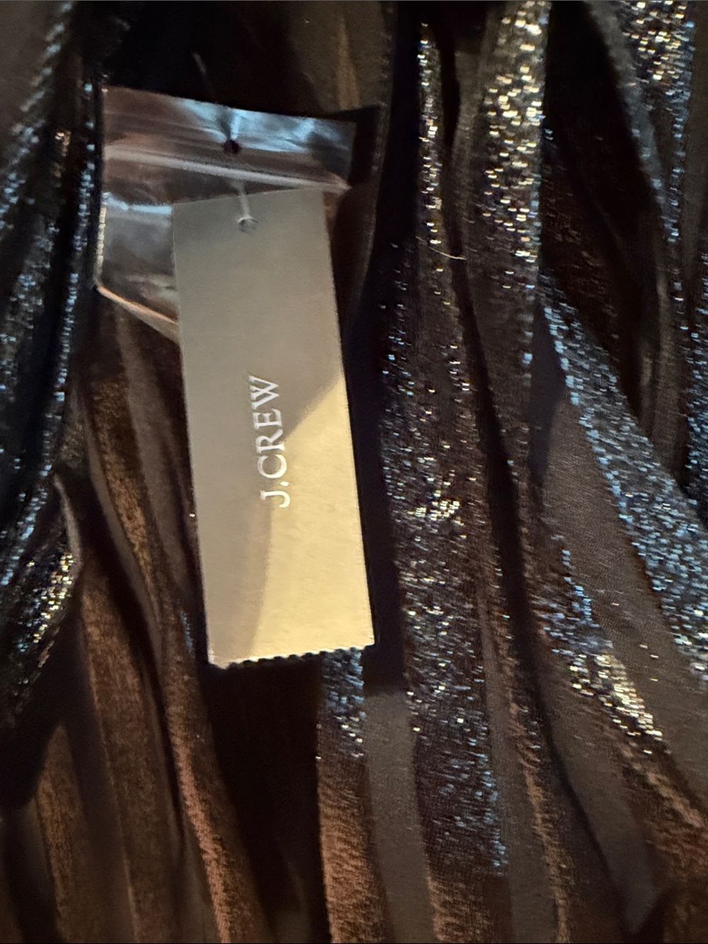 J. Crew Black Top With Shiny Strips, Bow on the Back and Lining - Picture 3 of 6